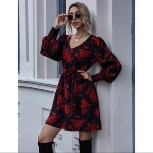 Floral print lantern sleeve dress - New!